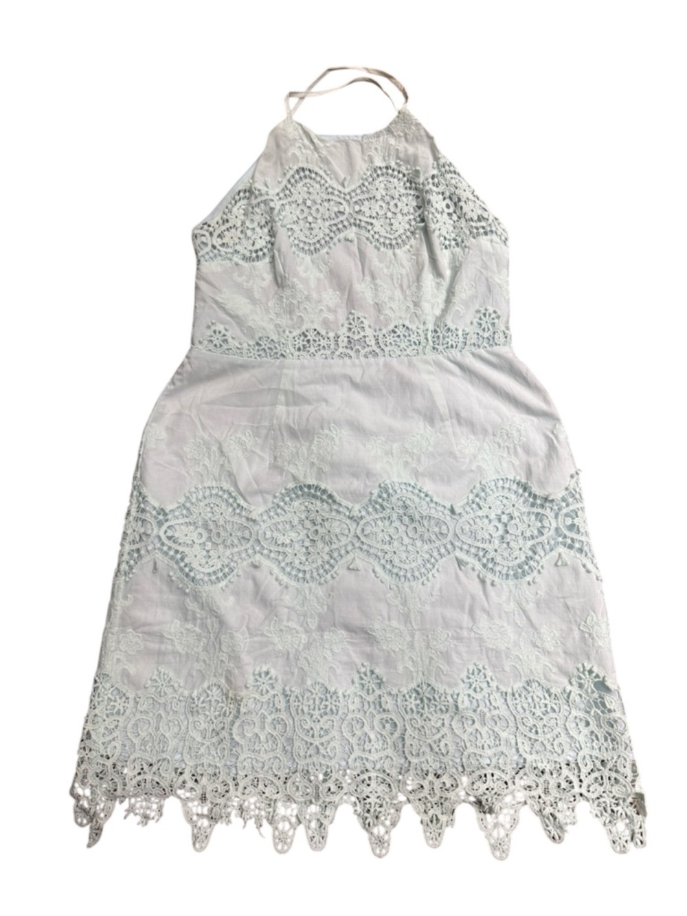 Versona Lace Halter Dress Light Blue Size M Boho Summer Mini - Picture 2 of 6